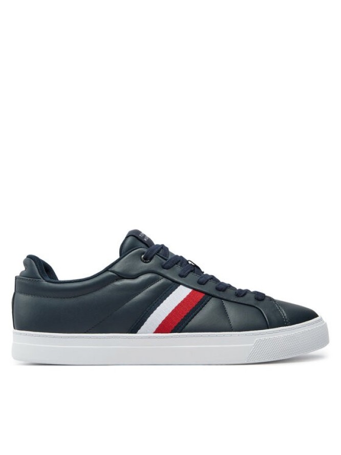 Tommy Hilfiger Sneakersy Icon Court Lth Stripes FM0FM05163 Granatowy