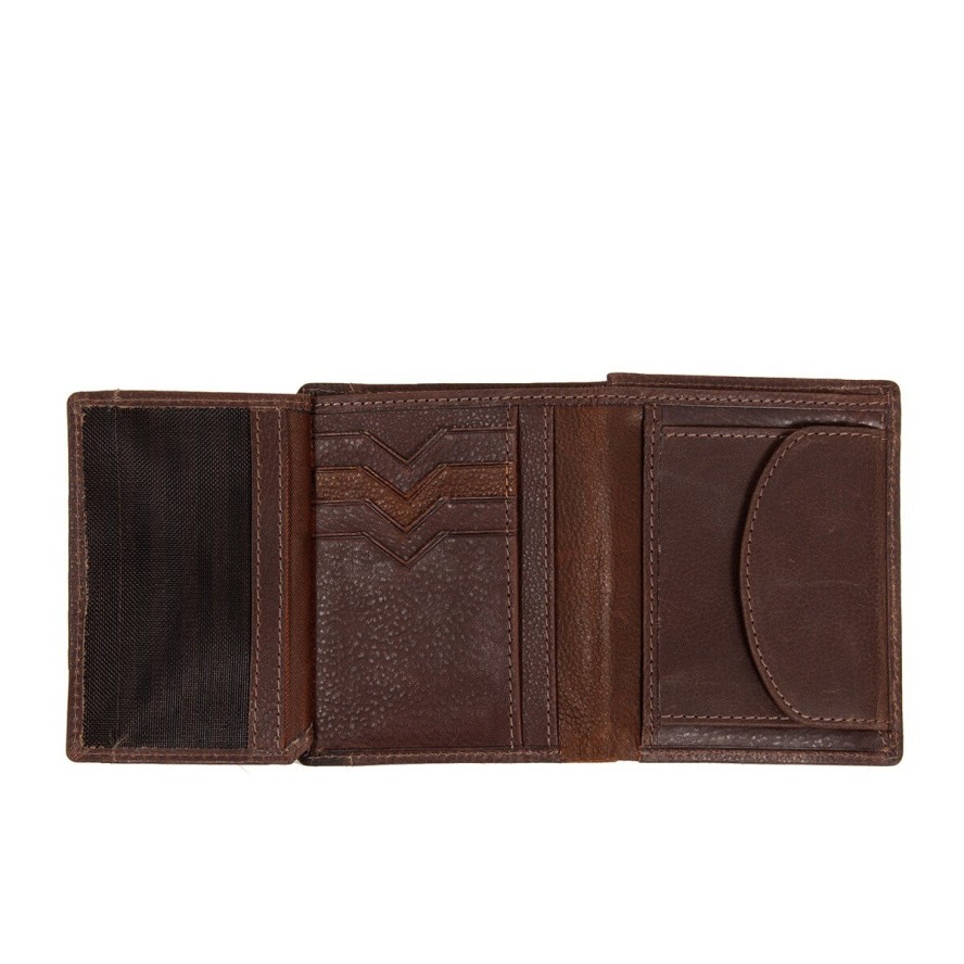 MUSTANG LA SPEZIA WALLET MĘSKI SKÓRZANY PORTFEL PREMIUM POJEMNY NA KARTY SKÓRA BROWN 06.100801