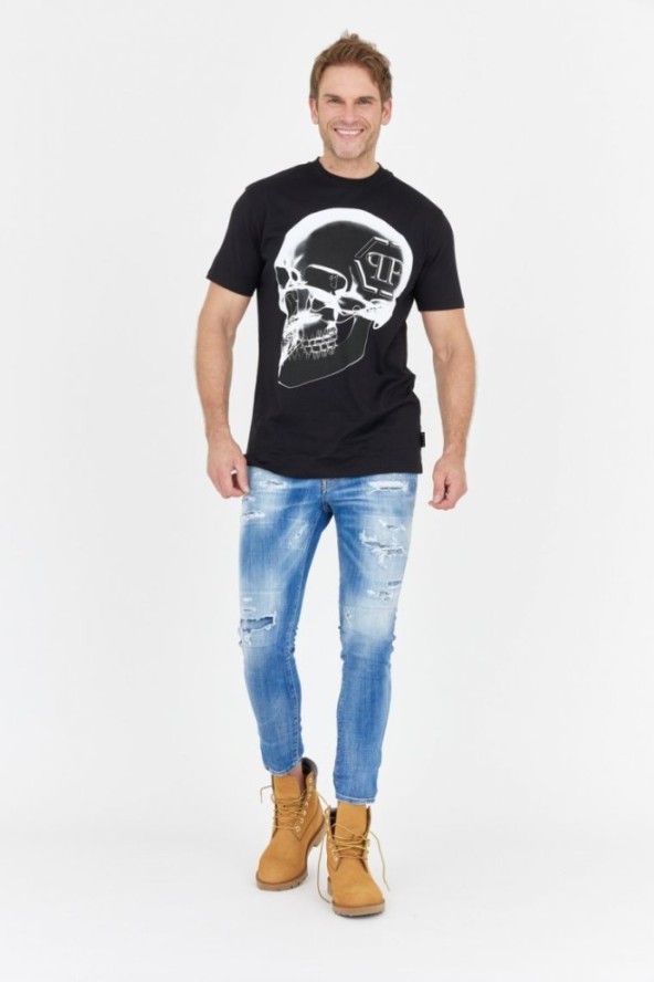 PHILIPP PLEIN Czarny t-shirt męski x-ray skull