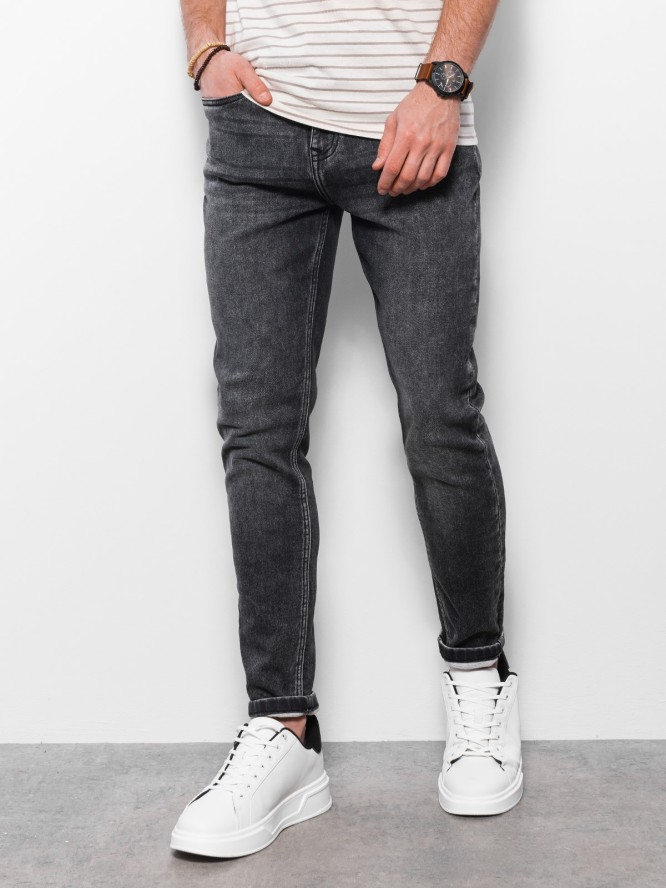 Spodnie męskie jeansowe SKINNY FIT - grafitowe V3 OM-PADP-0101 - XL