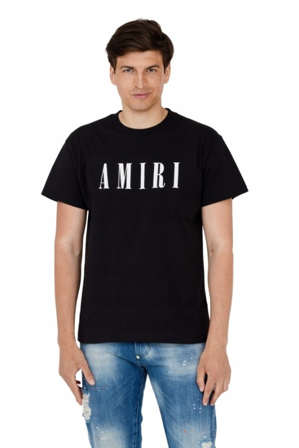 AMIRI T-shirt męski czarny z dużym białym logo