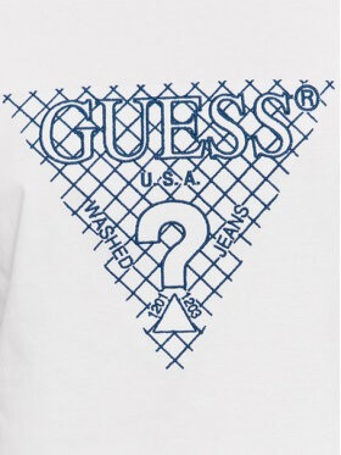 Guess T-Shirt Ss Cn Triangle Embro M4RI27 K8FQ4 Biały Regular Fit