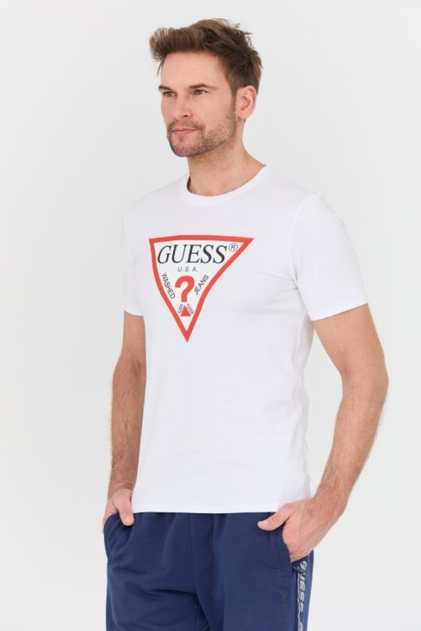 GUESS Biały t-shirt Original Logo Tee