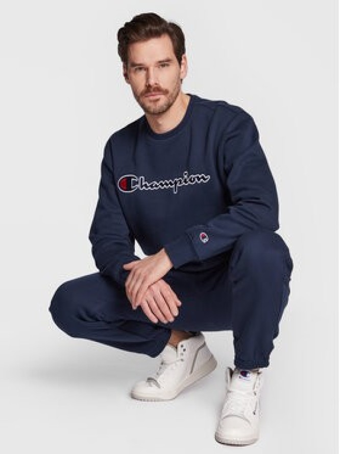 Champion Bluza Embroided Script Logo 217859 Granatowy Regular Fit