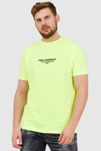 KARL LAGERFELD Neonowy t-shirt męski z wypukłym logo