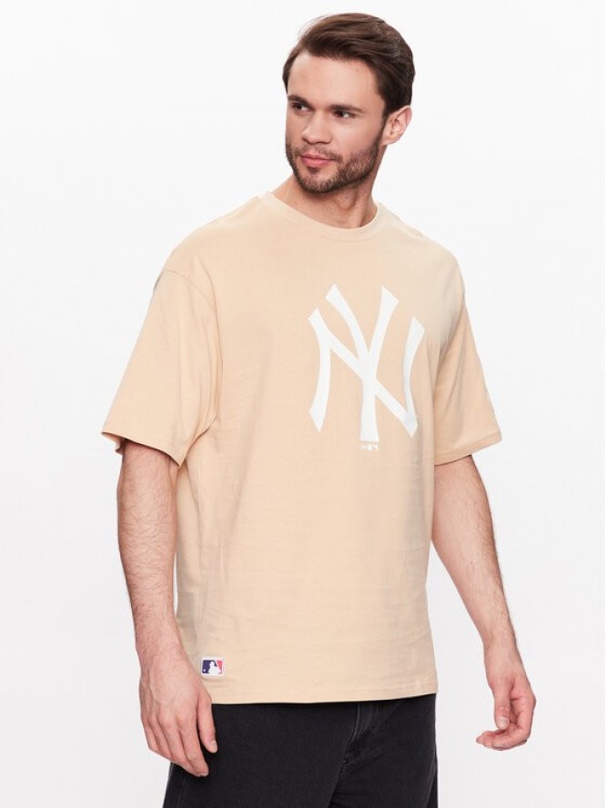 New Era T-Shirt Unisex New York Yankees Mlb League Essential 60332281 Beżowy Oversize