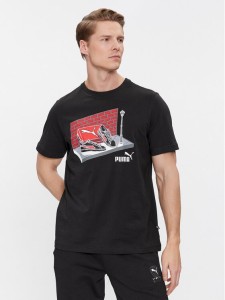 Puma T-Shirt Graphics Sneaker Box 680175 Czarny Regular Fit