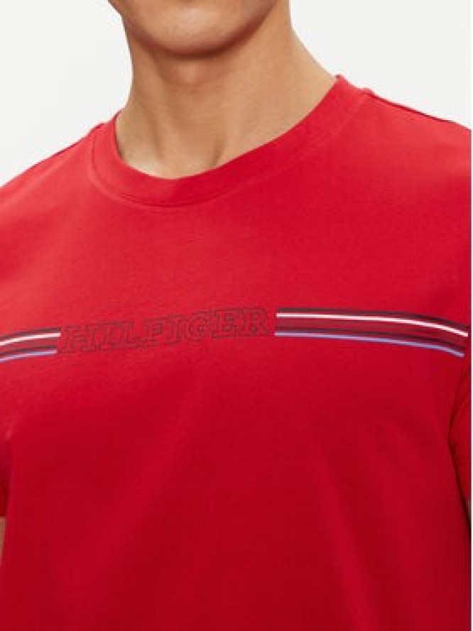 Tommy Hilfiger T-Shirt Stripe Chest MW0MW34428 Czerwony Regular Fit