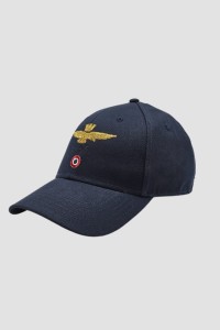 AERONAUTICA MILITARE Granatowa męska czapka z daszkiem With Logo