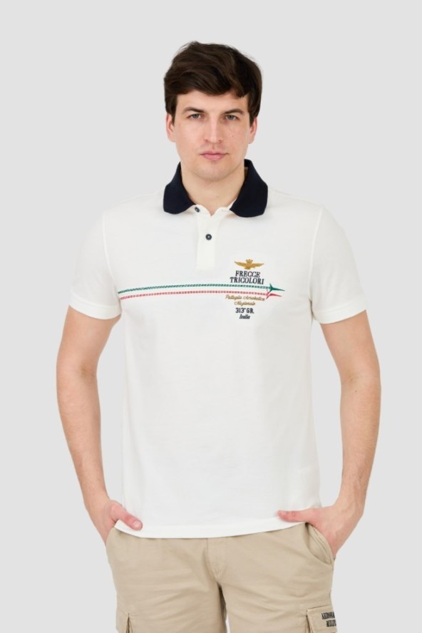 AERONAUTICA MILITARE Białe polo Frecce Tricolori Embroidered