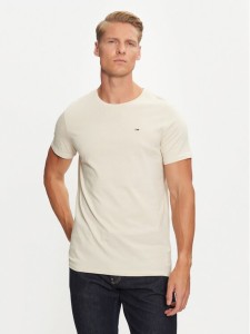 Tommy Jeans T-Shirt DM0DM04411 Beżowy Slim Fit