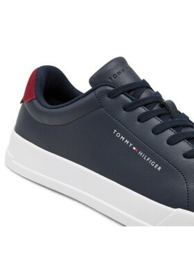 Tommy Hilfiger Sneakersy Th Court Leather Grain Ess FM0FM05297 Granatowy