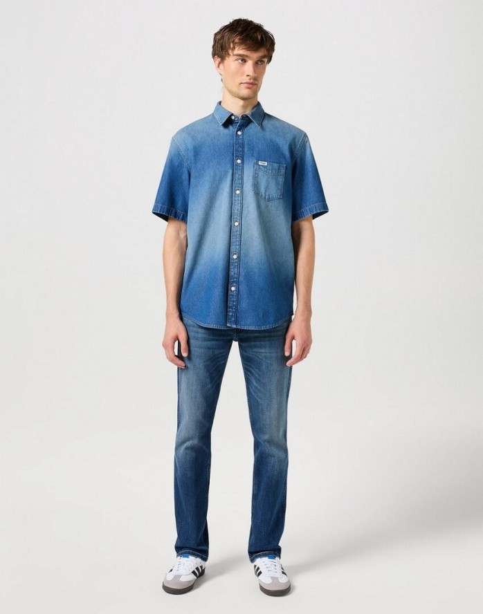 WRANGLER SS 1 PKT SHIRT MĘSKA KOSZULA JEANSOWA MID STONE 112350183