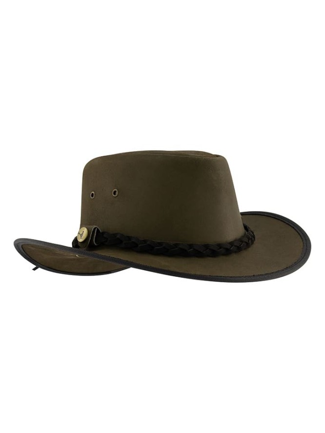 MGO leisure wear Skórzany kapelusz "Country" w kolorze ciemnozielonym rozmiar: M