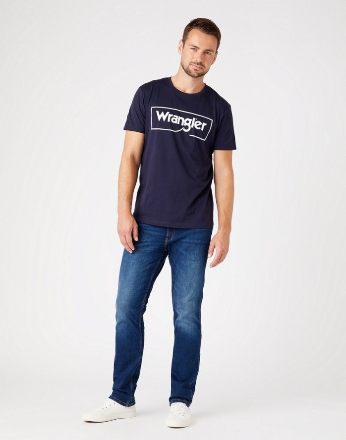 WRANGLER FRAME LOGO TEE MĘSKI T-SHIRT KOSZULKA NAVY W7H3D3114