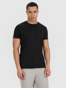 4F T-shirt regular gładki męski - czarny XL