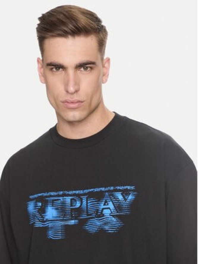 Replay T-Shirt MMG340.000.23454 Czarny Oversize