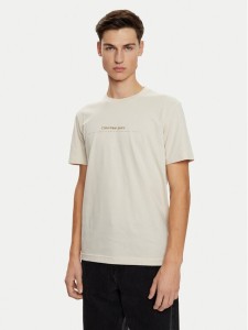 Calvin Klein Jeans T-Shirt Minimal Logo J30J327075 Beżowy Regular Fit