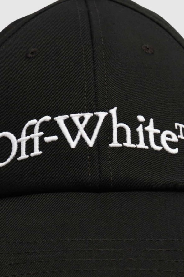 OFF-WHITE Czarna czapka z daszkiem z haftowanym dużym logo