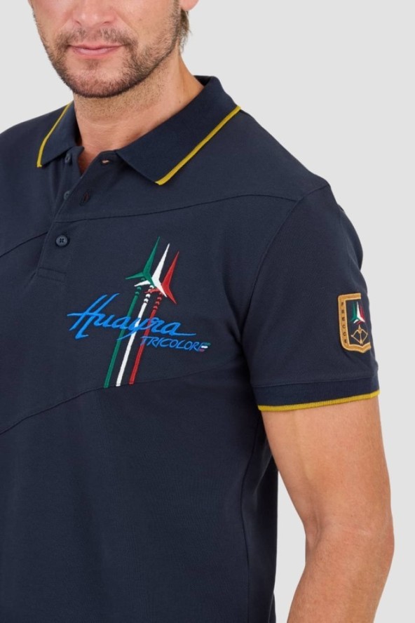 AERONAUTICA MILLITARE Granatowa koszulka polo Sleeve