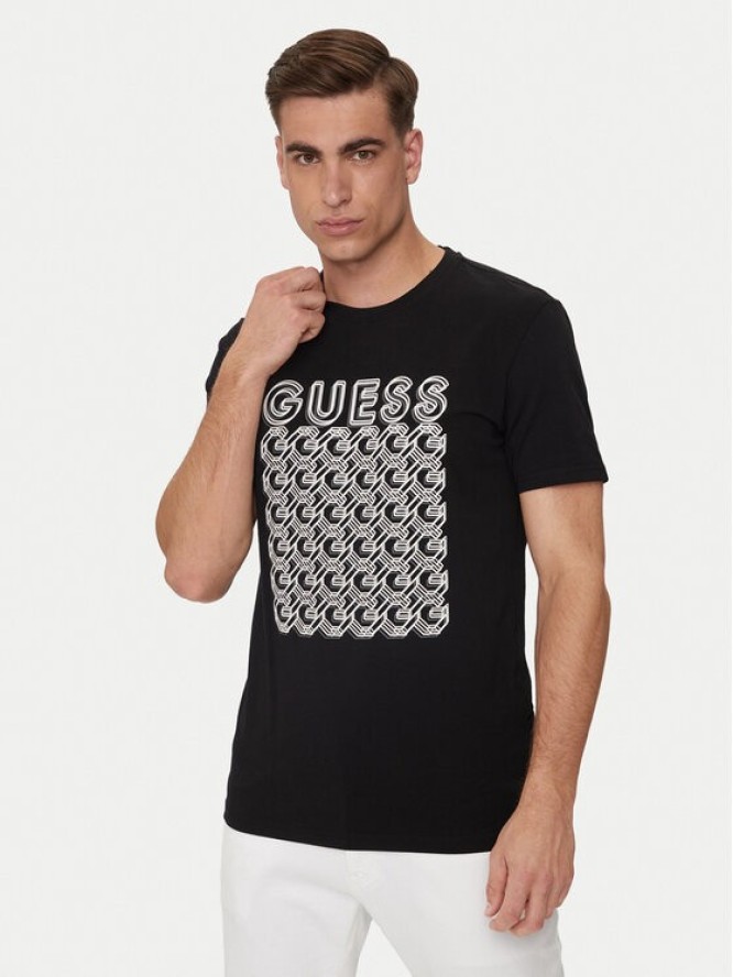 Guess T-Shirt M4YI29 J1314 Czarny Slim Fit