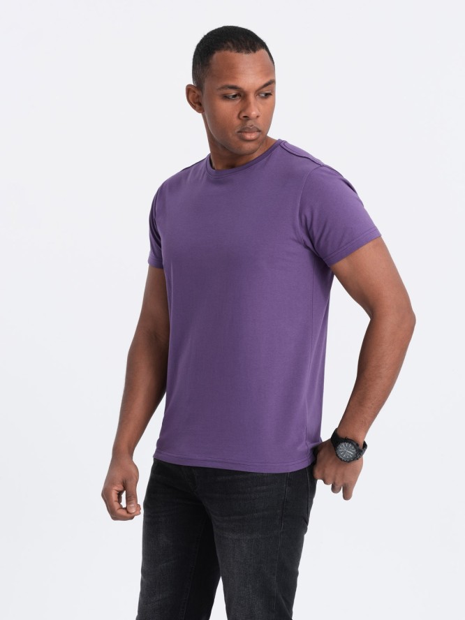 Męski klasyczny bawełniany T-shirt BASIC - fioletowy V13 OM-TSBS-0146 - XXL