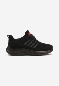 Czarne Buty Sportowe Snekaersy z Ozdobnymi Paskami Dovalora
