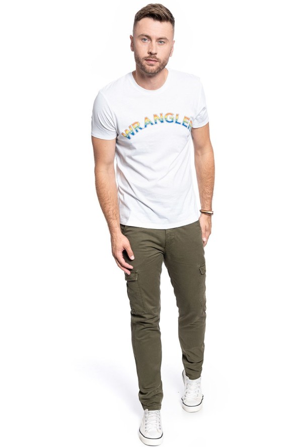 MĘSKI T-SHIRT WRANGLER SS RAINBOW TEE WHITE W7F2D3989