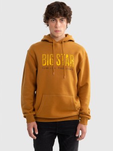 Bluza męska z kapturem z logo BIG STAR musztardowa Bruden 803