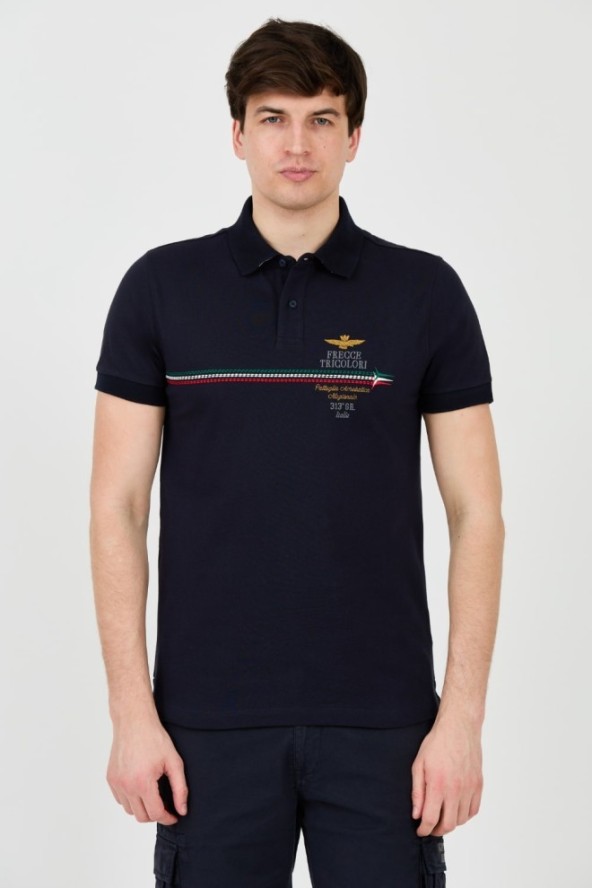 AERONAUTICA MILITARE Granatowe polo Frecce Tricolori Embroidered