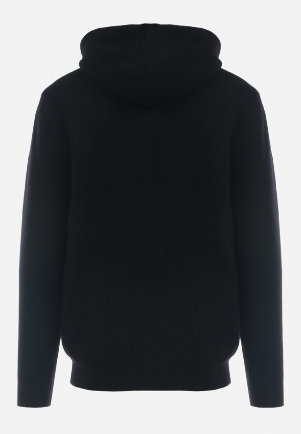 Czarny Sweter w Stylu Bluzy z Kapturem i Ściągaczami Koiobs