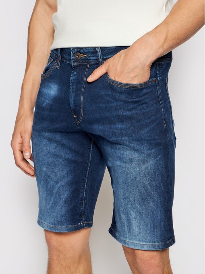 Pepe Jeans Szorty jeansowe Stanley PM800854 Granatowy Taper Fit