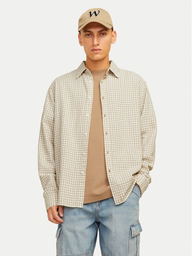 Jack&Jones Koszula Joshua 12260673 Beżowy Relaxed Fit