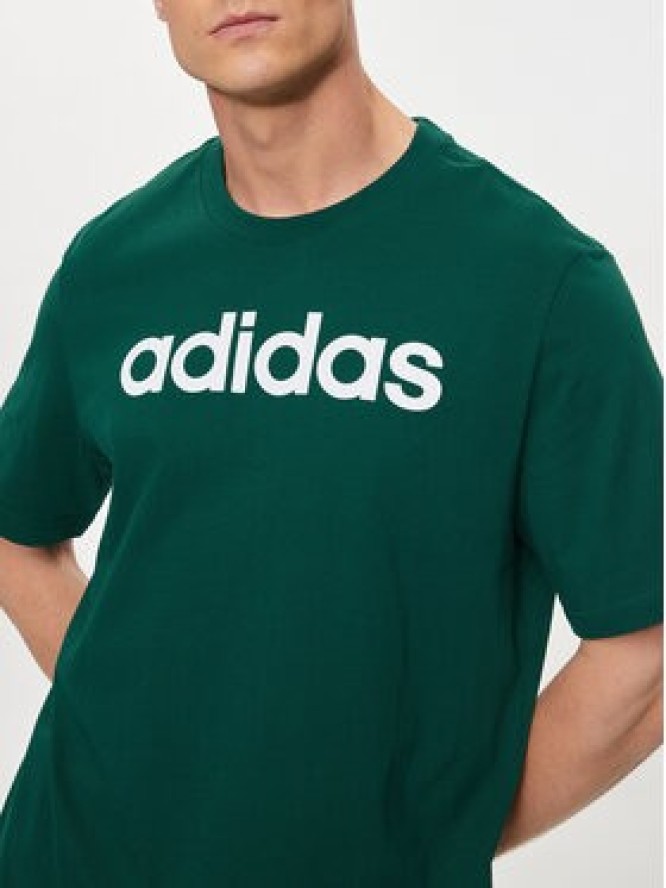 adidas T-Shirt Essentials Single Jersey Linear Embroidered Logo T-Shirt IJ8658 Zielony Regular Fit