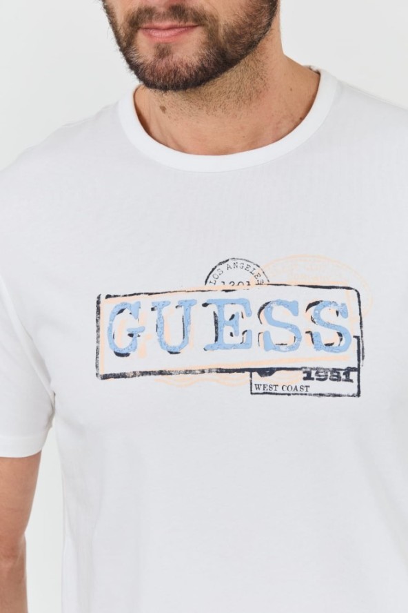 GUESS Biały t-shirt Box Logo