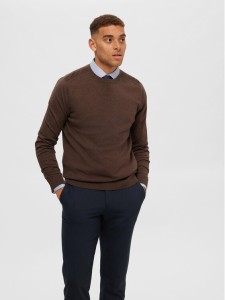 Selected Homme Sweter 16074682 Brązowy Regular Fit