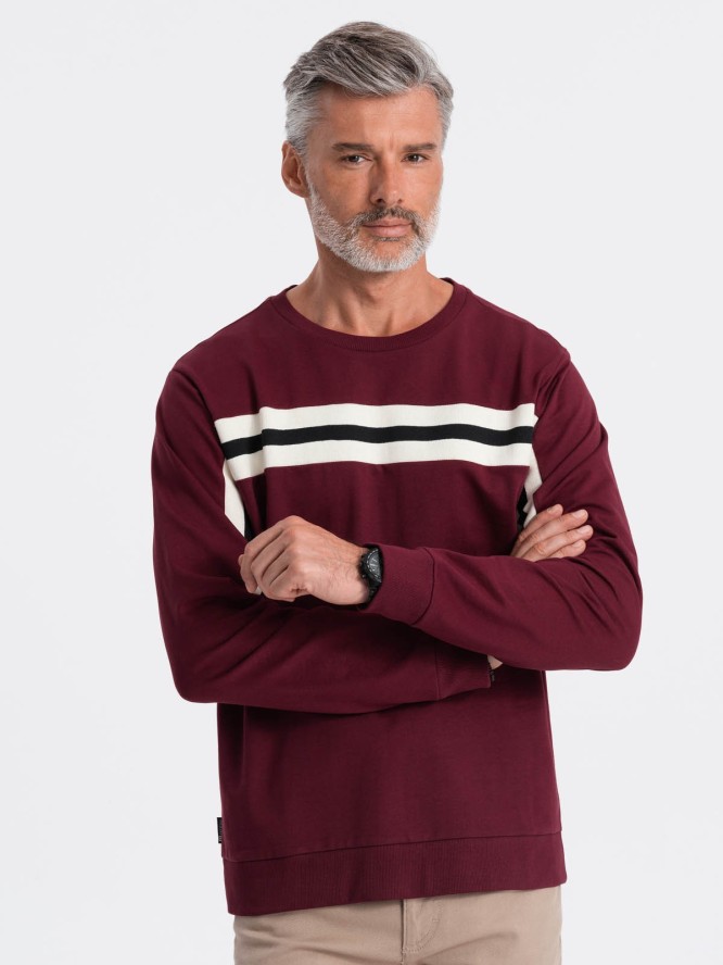 Bluza męska z lampasem - burgundowa V5 B1279 - XL