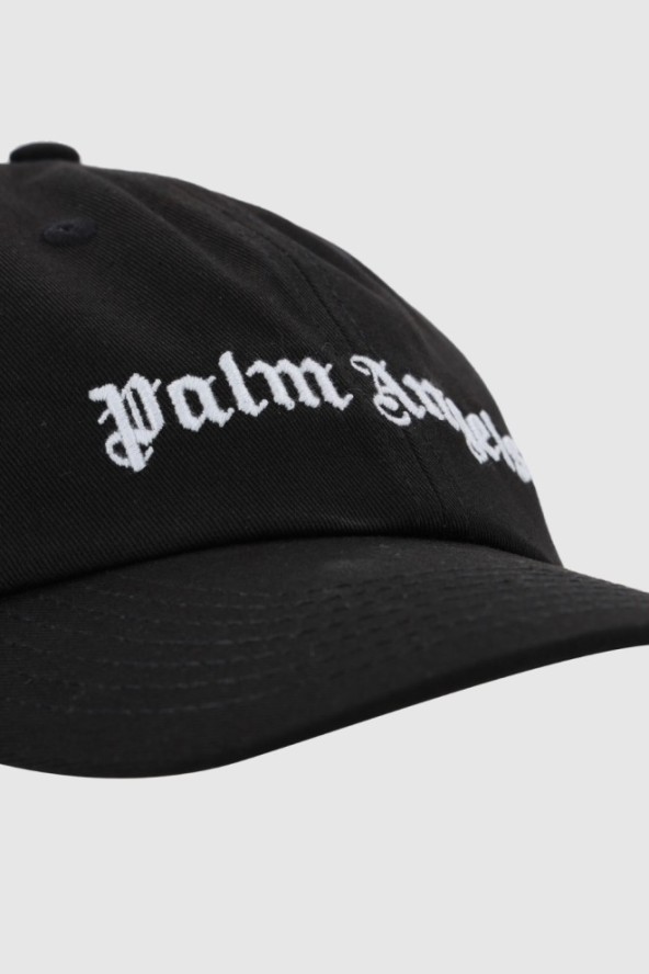 PALM ANGELS Czarna czapka z daszkiem i haftowanym logo