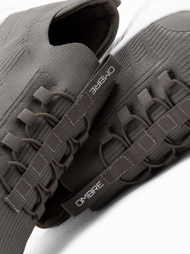 Męskie buty sneakersy wsuwane wykonane z lekkich materiałów - khaki V2 OM-FOKS-0149 - 45