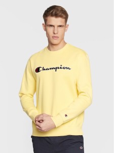 Champion Bluza Embroided Script Logo 217859 Żółty Regular Fit