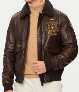 Aeronautica Militare Kurtka skórzana 242PN952PL147 Brązowy Regular Fit