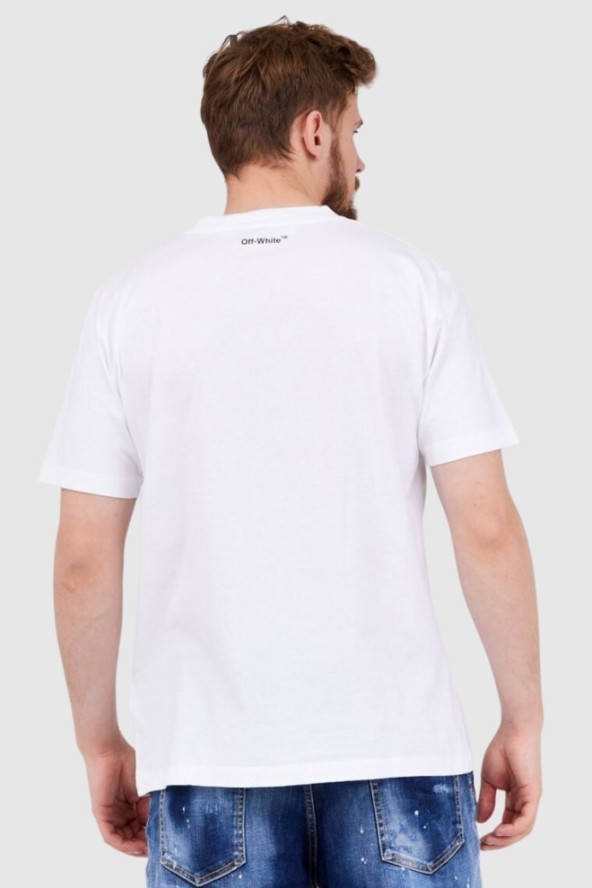 OFF-WHITE Biały t-shirt męski z nadrukiem mona lisy