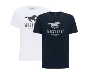 2PAK MUSTANG ALEX C PRINT MĘSKI T-SHIRT KOSZULA LOGO TEE GENERAL WHITE DARK SAPPHIRE 1015051 BIAŁY GRANATOWY