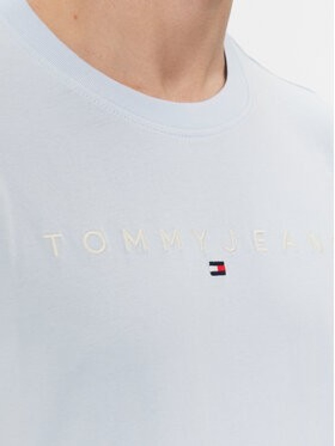 Tommy Jeans T-Shirt Linear Logo DM0DM17993 Błękitny Regular Fit