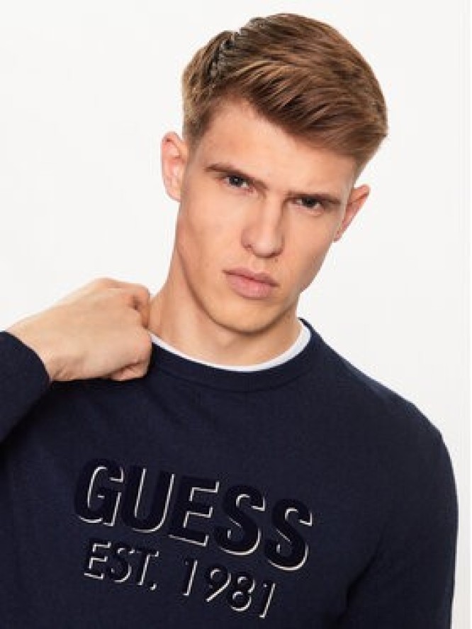 Guess Sweter Virgil M3YR03 Z3052 Granatowy Regular Fit