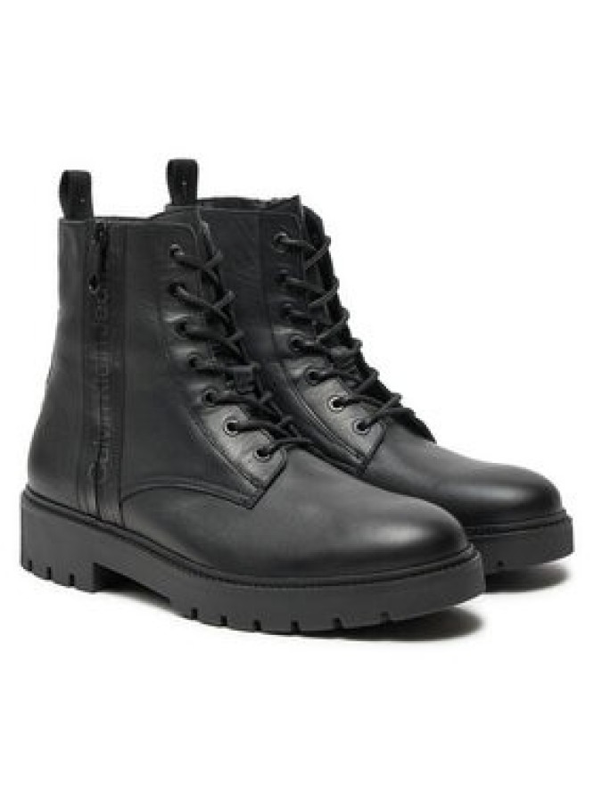 Calvin Klein Jeans Kozaki Combat Mid Laceup Boot W Zip YM0YM00262 Czarny