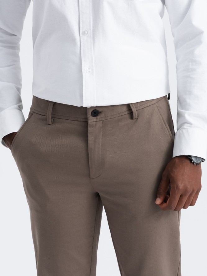 Spodnie męskie chino SLIM FIT z delikatną teksturą - popielate V1 OM-PACP-0190 - XXL