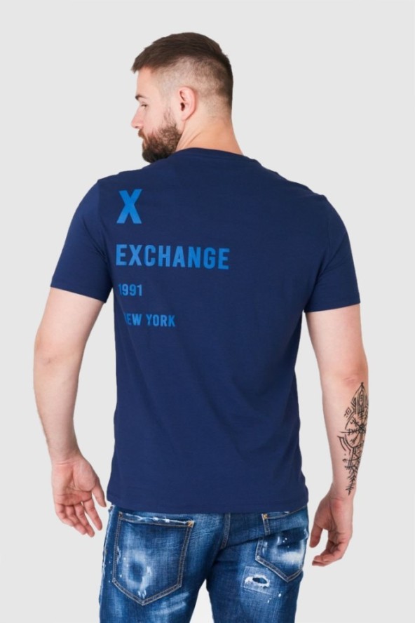 ARMANI EXCHANGE Granatowy t-shirt męski z niebieskim logo