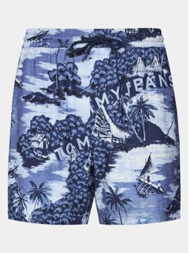 Tommy Jeans Szorty materiałowe Hawaiian DM0DM18807 Niebieski Regular Fit
