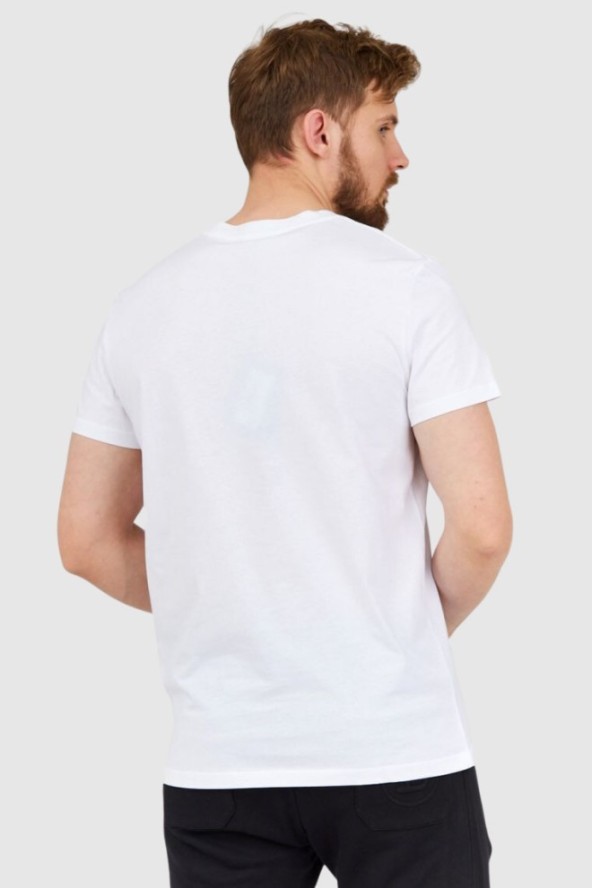 BALMAIN Biały t-shirt męski z małym aksamitnym logo